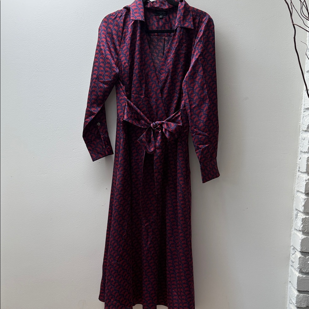 Tahari ASL Long Sleeve Dress in Purple and Pink